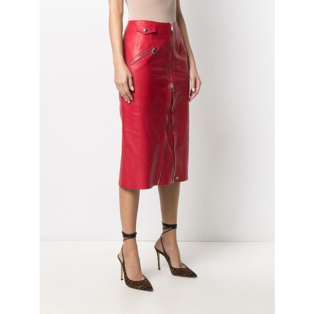 Alexander McQueen Zip-Embellished Leather Midi Skirt - Picture 5 of 16